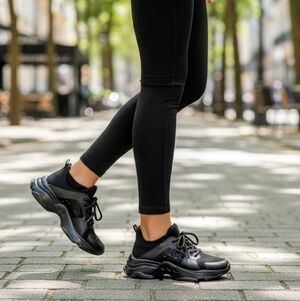 WOMEN'S ATHLETIC SHOES BLACK W/ RHINESTONES BY (STEVE MADDEN)